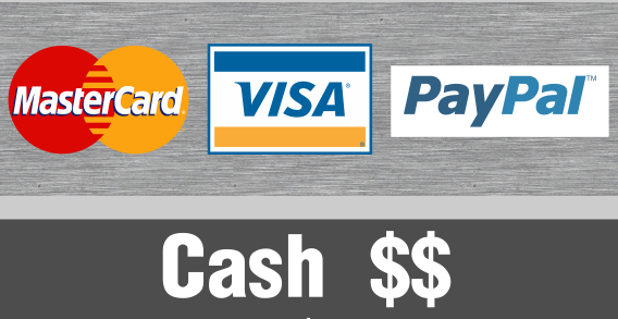 credit cards, paypal, cash